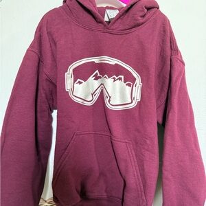 Burgundy Hoodie with Mountain Graphic